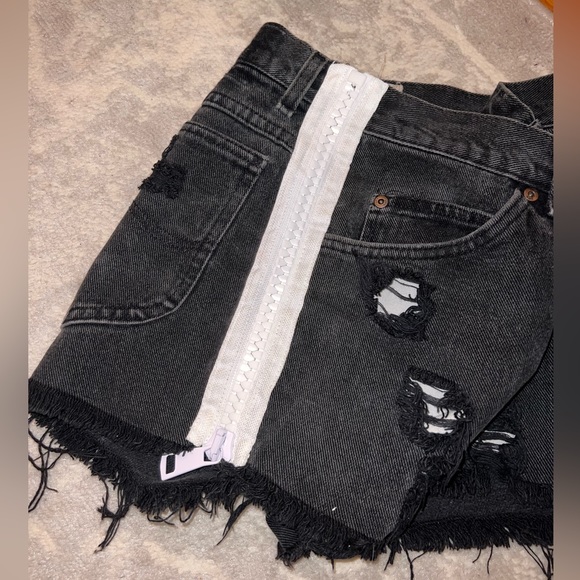 Furst Of A Kind Denim Shorts Dark Grey/black Side Zippers Shorts - Picture 5 of 8